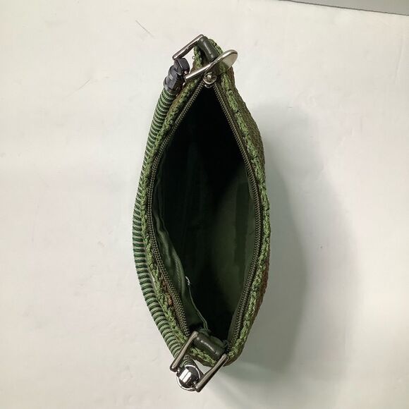 Vintage Unbranded Olive Green/Brown Knit Small Shoulder Baguette Bag - Picture 11 of 12